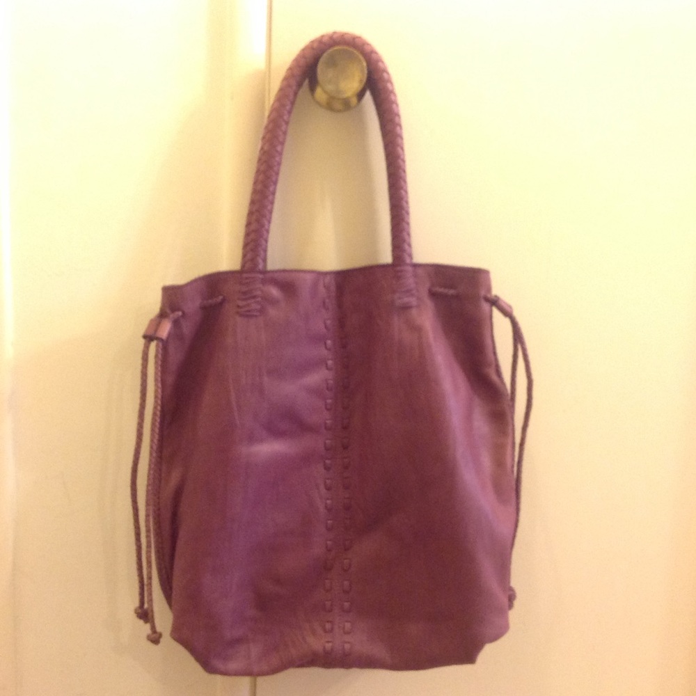 EUC Linea Pelle Purple Leather Tote Bag